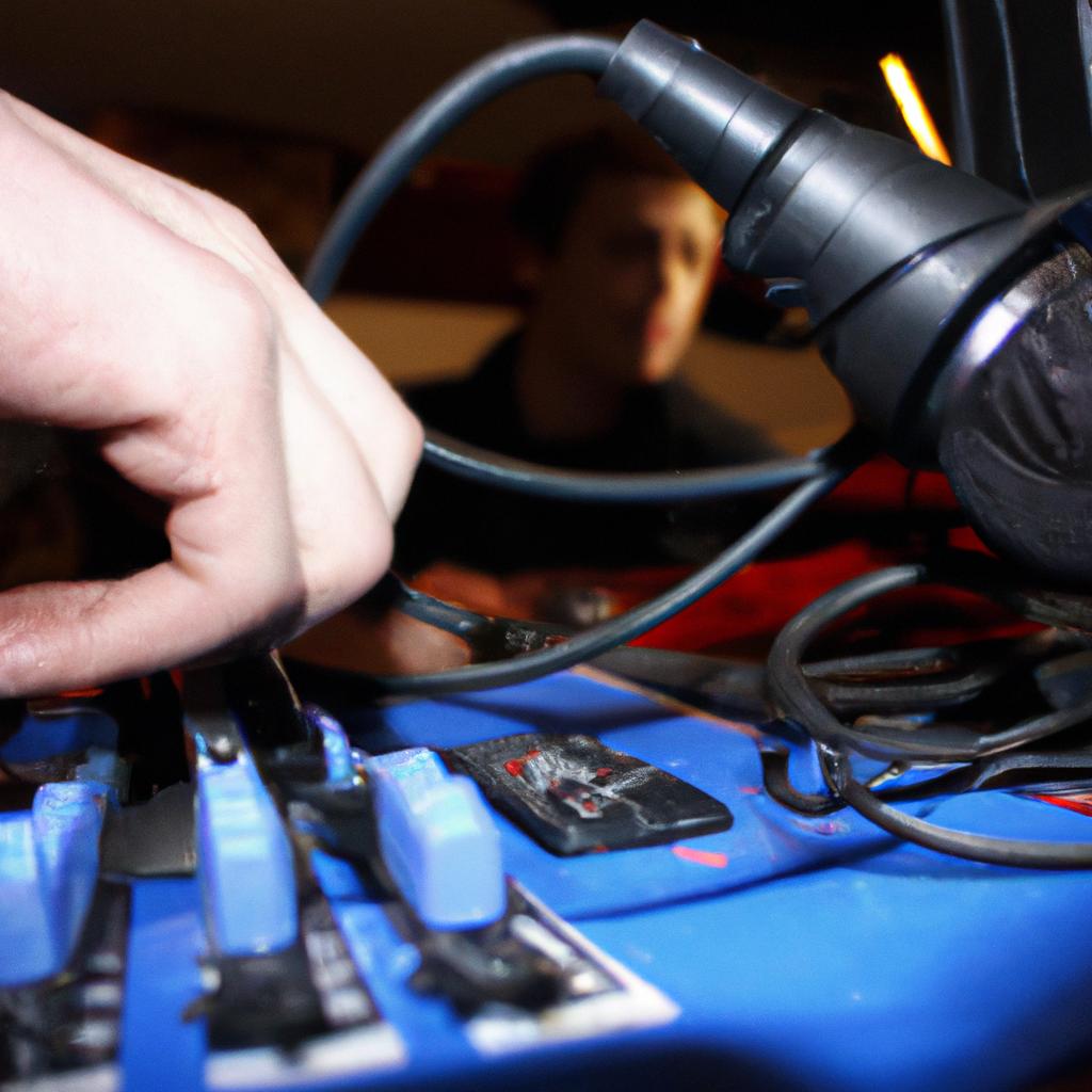 Person working with audio equipment