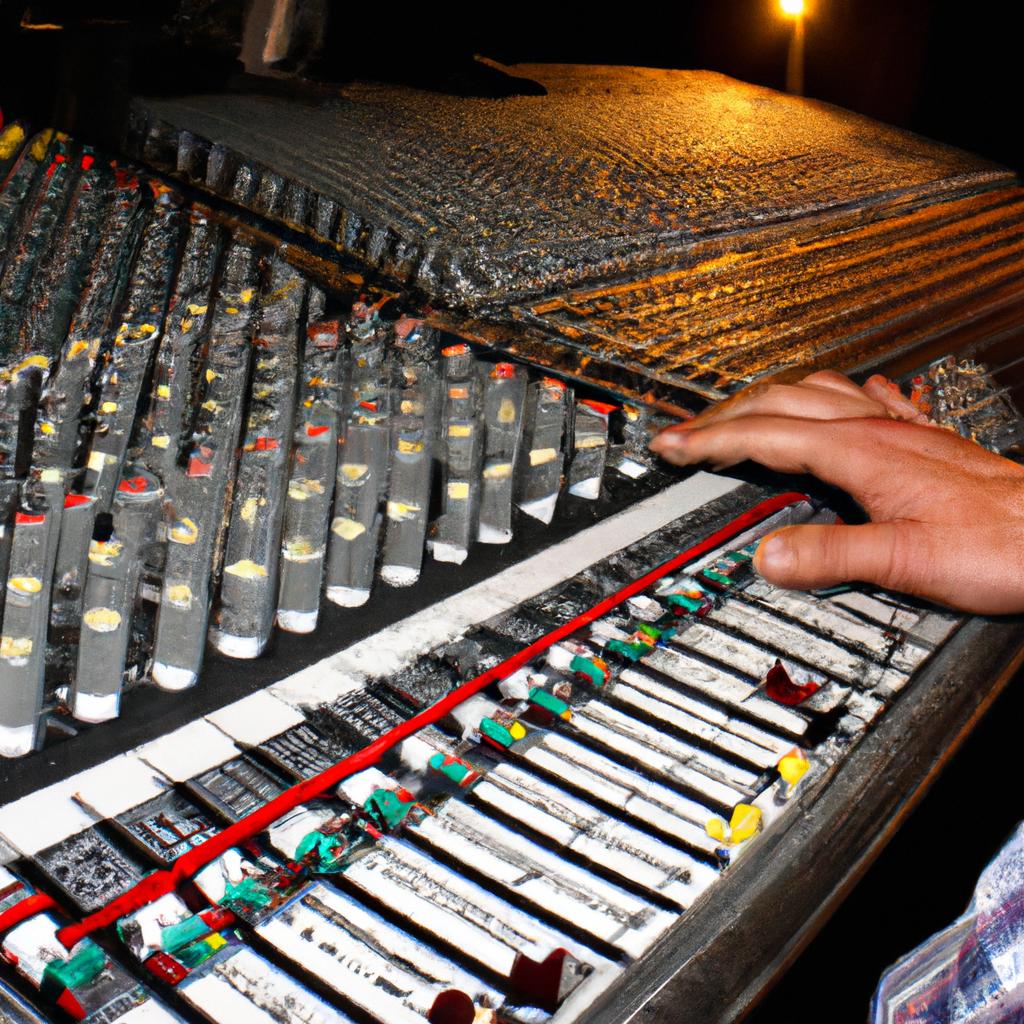 Person operating audio mixing equipment
